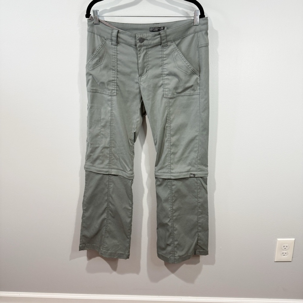 Prana Convertible Hiking Pants Gray Outdoor Zip Off Size 10